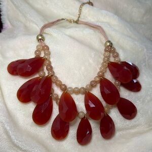 Anthropologie double layer statement necklace red